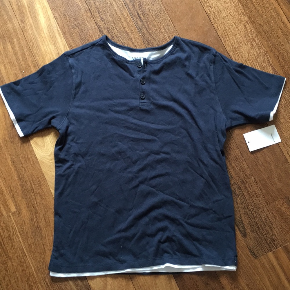 Vince Henley t-shirt navy/white boy S NWT